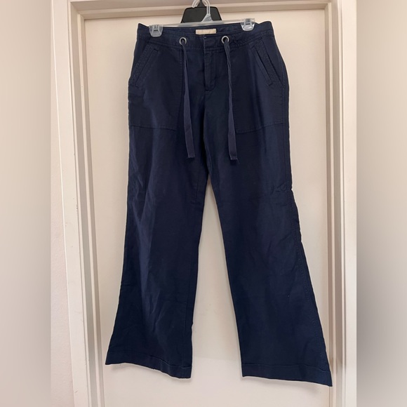 Banana Republic flowy navy linen blend drawstring pants - Picture 2 of 10